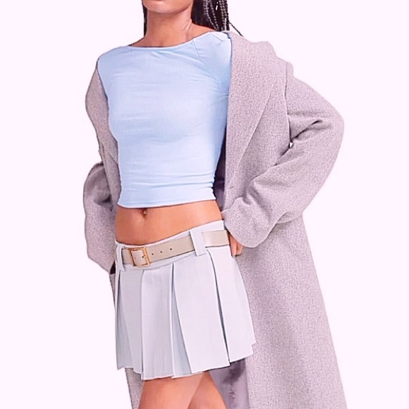 H&M Top NEW Light Blue Long Sleeves Crop Tee Size M - Picture 4 of 4